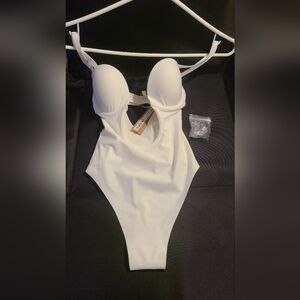 SKIMS Deep Plunging Shapewear Body Suit (XXS ●  MARBLE)